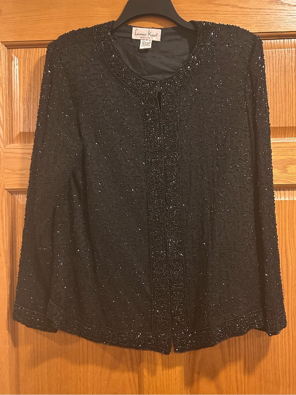 Vintage Laurence Kazar Black Beaded Evening Jacket Size Large Like Brand New